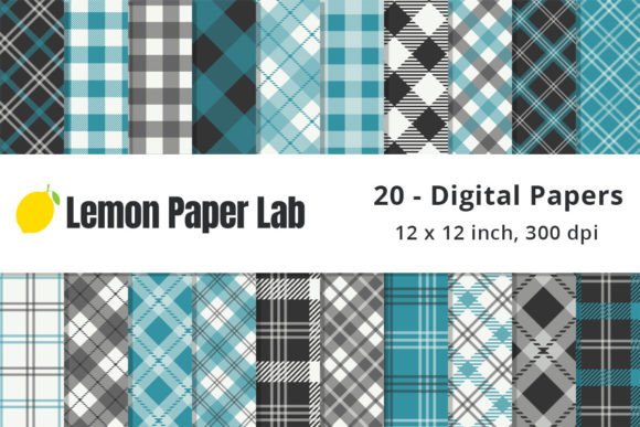 Blue and Black Plaid Digital Backgrounds: Bold Pattern for Real Design Work