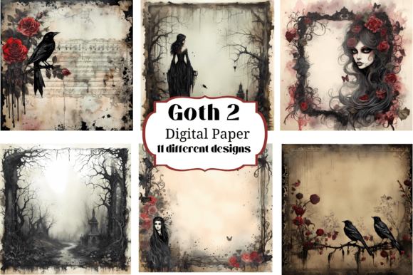 Dark Textures, Digital Craft: Unleashing Goth Gothic Digital Paper Backgrounds #2
