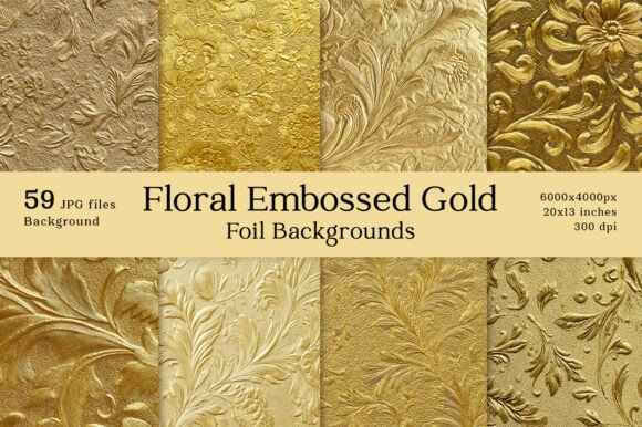 Elevate Projects with 59 Floral Embossed Gold Foil Backgrounds