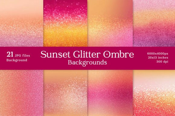 Elevate Your Projects with 21 Sunset Glitter Ombre Backgrounds