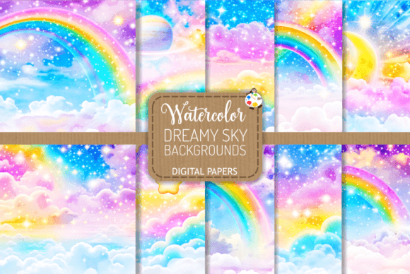 Enchant Your Designs: Working with Dreamy Sky Backgrounds Set 4