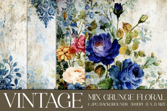 Exploring Vintage Grunge Floral Backgrounds, S7 for Your Projects