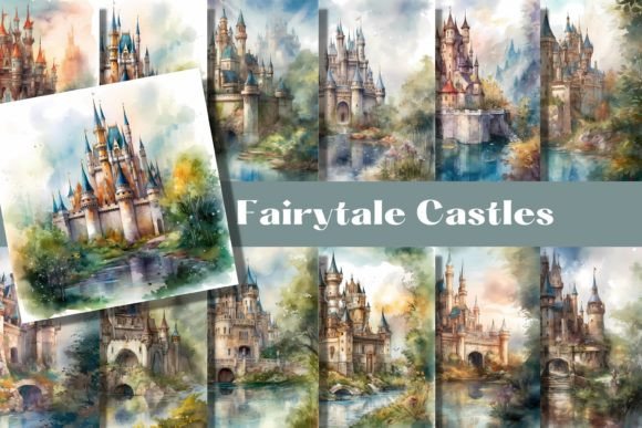 FAIRYTALE CASTLE Watercolor Backgrounds: A Designer's Dream
