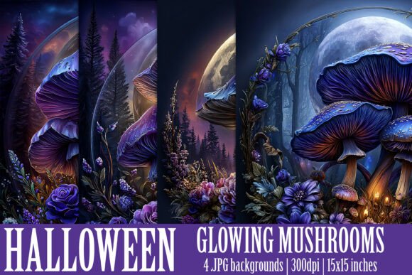 Fantasy Glowing Mushroom Backgrounds, S2: A Design Asset That Enchants
