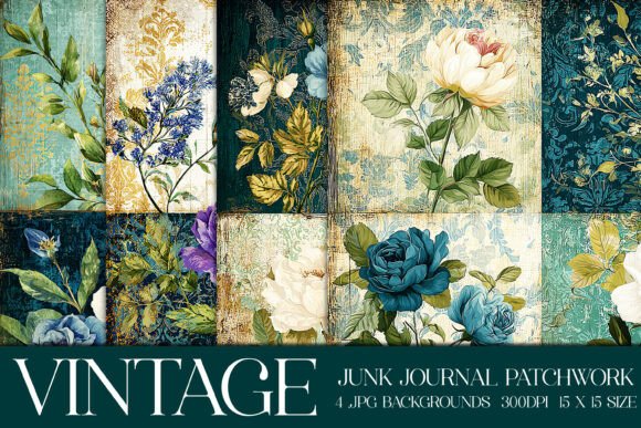 Junk Journal Patchwork Backgrounds S13: Vintage Texture for Modern Projects