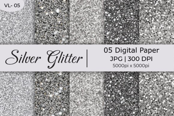 Silver Shiny Glitter Paper Backgrounds: Digital Elegance