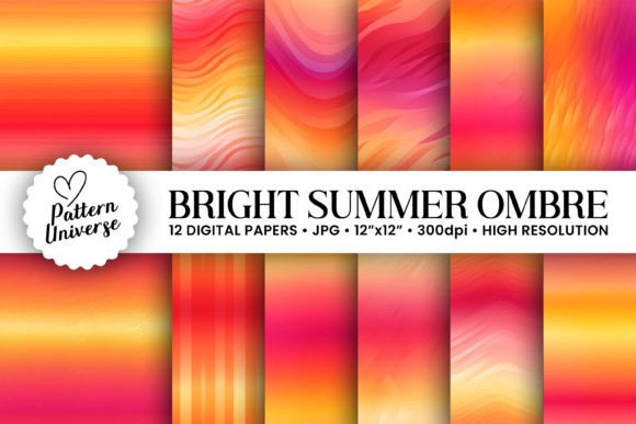 Summer Gradient Ombre Backgrounds for Creative Projects