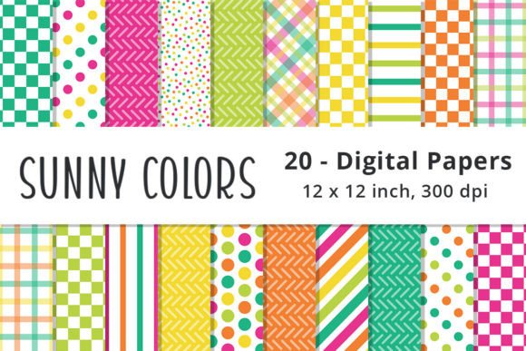 Sunny Colored Digital Paper Backgrounds: Bright Patterns for Bold Projects