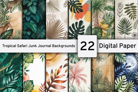 Tropical Safari Junk Journal Backgrounds: A Designer's Toolkit