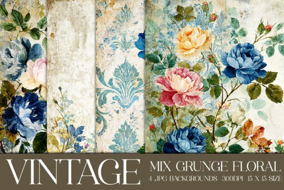 Vintage Grunge Floral Backgrounds: A Designer's Toolkit