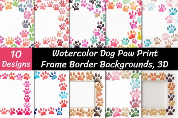 Watercolor Dog Paw Frame Backgrounds: A Creative Asset for Pet-Centric Design